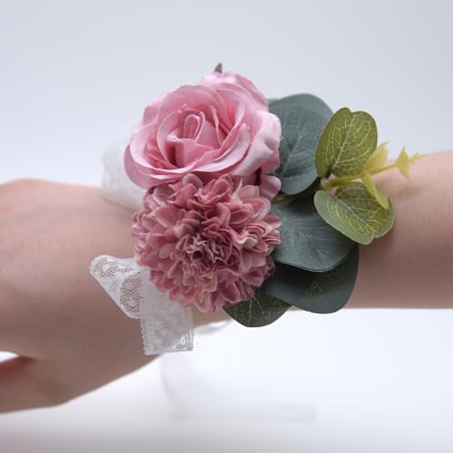 SYSUII 2 Stück Hochzeit Handgelenk Blumen - Rose Blumenarmband Braut Brautjungfer Hand Blume Künstliche Blume Handgelenk Blume Für Hochzeiten Dekoration Bankette Jubiläumsdaten -Lila SYSUII 2 Stück Hochzeit Handgelenk Blumen - Rose Blumenarmband Braut Brautjungfer Hand Blume Künstliche Blume Handgelenk Blume Für Hochzeiten Dekoration Bankette Jubiläumsdaten -Lila von SYSUII