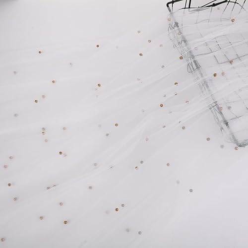 SYSUII 2 Yard*160cm Chiffon Glitzer Tüll Dekostoff mit kleine Perlen Dekostoff Kostümstoff zum Nähen Durchsichtig Stoff Tüll Stoff zum Nähen für Hochzeitskleid Tischdecke Party Deko -Weiße SYSUII 2 Yard*160cm Chiffon Glitzer Tüll Dekostoff mit kleine Perlen Dekostoff Kostümstoff zum Nähen Durchsichtig Stoff Tüll Stoff zum Nähen für Hochzeitskleid Tischdecke Party Deko -Weiße von SYSUII