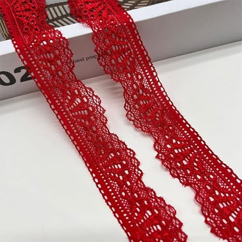 SYSUII 20 Yard Elastizität Spitzenborte Spitzenband 3cm Breite Spitzenstoff Spitzenbordüre mit Blumenmuster fur Hochzeit Deko DIY-Handwerk Karten,Dekorieren,Nähen,Basteln Geschenkband -Rot SYSUII 20 Yard Elastizität Spitzenborte Spitzenband 3cm Breite Spitzenstoff Spitzenbordüre mit Blumenmuster fur Hochzeit Deko DIY-Handwerk Karten,Dekorieren,Nähen,Basteln Geschenkband -Rot von SYSUII