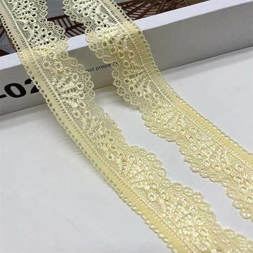 SYSUII 20 Yard Elastizität Spitzenborte Spitzenband 3cm Breite Spitzenstoff Spitzenbordüre mit Blumenmuster fur Hochzeit Deko DIY-Handwerk Karten,Dekorieren,Nähen,Basteln Geschenkband -gelb von SYSUII