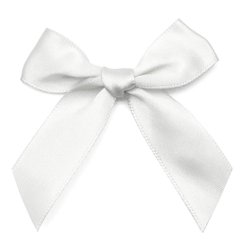 SYSUII 200 Stück Mini Satinband Schleifen, 7cm Satin Band Deko Schleifen Mini-Schleifen Klein Satin Band Schleife für Nähen,Scrapbooking,DIY Basteln Hochzeit Valentinstag Geschenkschleifen -Weiße #2 von SYSUII