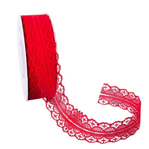 SYSUII 25 Yard Spitzenband 3cm Breit Vintage Spitzenbordüre Geschenkbänder Stoff Dekoband Baumwolle Dekoband für DIY Handwerk Nähen,Blumen,Geschenkverpackungen Hochzeit Tischdeko Basteln -Rot SYSUII 25 Yard Spitzenband 3cm Breit Vintage Spitzenbordüre Geschenkbänder Stoff Dekoband Baumwolle Dekoband für DIY Handwerk Nähen,Blumen,Geschenkverpackungen Hochzeit Tischdeko Basteln -Rot von SYSUII
