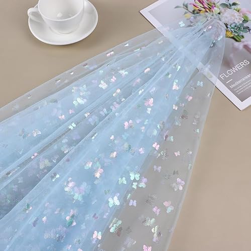 SYSUII 2m * 150cm Glitzer Tüll Dekostoff mit Schmetterling Dekostoff Kostümstoff zum Nähen Netzstoff Netztüll zum Dekorieren Basteln für DIY-Hochzeitskleider Tischdecken Deko -Blau SYSUII 2m * 150cm Glitzer Tüll Dekostoff mit Schmetterling Dekostoff Kostümstoff zum Nähen Netzstoff Netztüll zum Dekorieren Basteln für DIY-Hochzeitskleider Tischdecken Deko -Blau von SYSUII
