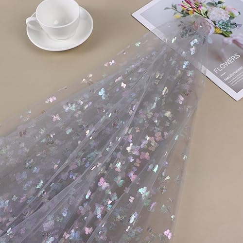 SYSUII 2m * 150cm Glitzer Tüll Dekostoff mit Schmetterling Dekostoff Kostümstoff zum Nähen Netzstoff Netztüll zum Dekorieren Basteln für DIY-Hochzeitskleider Tischdecken Deko -Grau SYSUII 2m * 150cm Glitzer Tüll Dekostoff mit Schmetterling Dekostoff Kostümstoff zum Nähen Netzstoff Netztüll zum Dekorieren Basteln für DIY-Hochzeitskleider Tischdecken Deko -Grau von SYSUII