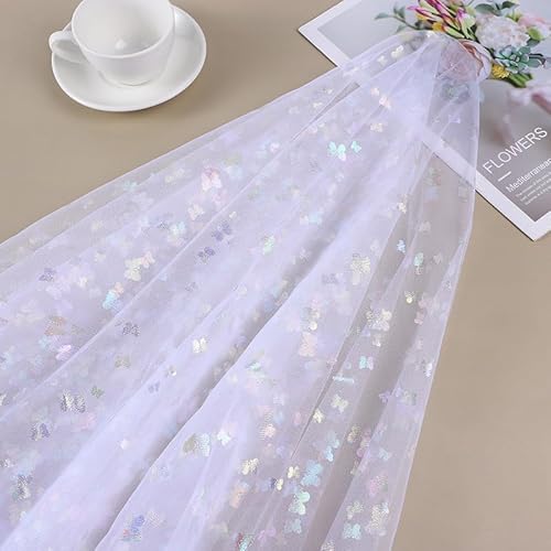 SYSUII 2m * 150cm Glitzer Tüll Dekostoff mit Schmetterling Dekostoff Kostümstoff zum Nähen Netzstoff Netztüll zum Dekorieren Basteln für DIY-Hochzeitskleider Tischdecken Deko -Weiße SYSUII 2m * 150cm Glitzer Tüll Dekostoff mit Schmetterling Dekostoff Kostümstoff zum Nähen Netzstoff Netztüll zum Dekorieren Basteln für DIY-Hochzeitskleider Tischdecken Deko -Weiße von SYSUII