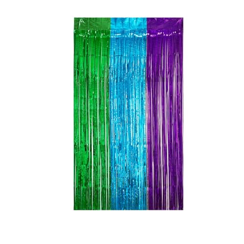SYSUII 3 Stücke Regenbogen Metall Lametta Vorhänge - 1m x 3m Regenbogen Folienvorhang Tür Fenster Hintergrund Foto Requisiten Partydeko Vorhang für Festival Geburtstag Hochzeit -Blau + Grün + Lila SYSUII 3 Stücke Regenbogen Metall Lametta Vorhänge - 1m x 3m Regenbogen Folienvorhang Tür Fenster Hintergrund Foto Requisiten Partydeko Vorhang für Festival Geburtstag Hochzeit -Blau + Grün + Lila von SYSUII