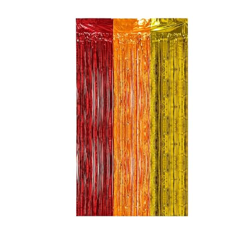 SYSUII 3 Stücke Regenbogen Metall Lametta Vorhänge - 1m x 3m Regenbogen Folienvorhang Tür Fenster Hintergrund Foto Requisiten Partydeko Vorhang für Festival Geburtstag Hochzeit -Rot + Orange + Gold SYSUII 3 Stücke Regenbogen Metall Lametta Vorhänge - 1m x 3m Regenbogen Folienvorhang Tür Fenster Hintergrund Foto Requisiten Partydeko Vorhang für Festival Geburtstag Hochzeit -Rot + Orange + Gold von SYSUII
