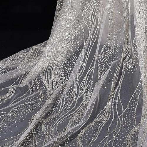 SYSUII 3 Yard * 160cm Paillettenstoff Sparkly Glitzer Stoff Dekostoff Kostümstoff zum Nähen Stoff Tüll Pailletten-Stoff für Hochzeit Kleid Dekoration DIY Tisch Tutu Rock Party Deko - Gold von SYSUII