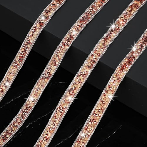 SYSUII 3 Yard * 1cm Diamant Strassband, Selbstklebende kristall Strass Diamant Band Strasssteine Band Glitzersteine DIY Dekoration Aufkleber für Kunst Handwerk Hochzeit Geburtstag Deko -Rose Gold von SYSUII