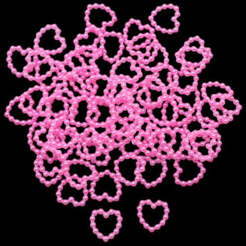 SYSUII 300 Stück Herz Deko Perlenherzen Deko Hochzeitsperlen Perlen Streudeko Scrapbooking Tischdeko Streudeko für DIY-Kleidung Zubehör Verzieren Fotorahmen Hochzeit DIY Basteln Dekorieren -Rosa von SYSUII