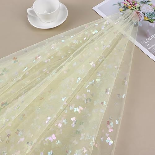 SYSUII 3m * 150cm Glitzer Tüll Dekostoff mit Schmetterling Dekostoff Kostümstoff zum Nähen Netzstoff Netztüll zum Dekorieren Basteln für DIY-Hochzeitskleider Tischdecken Deko -Gelb SYSUII 3m * 150cm Glitzer Tüll Dekostoff mit Schmetterling Dekostoff Kostümstoff zum Nähen Netzstoff Netztüll zum Dekorieren Basteln für DIY-Hochzeitskleider Tischdecken Deko -Gelb von SYSUII