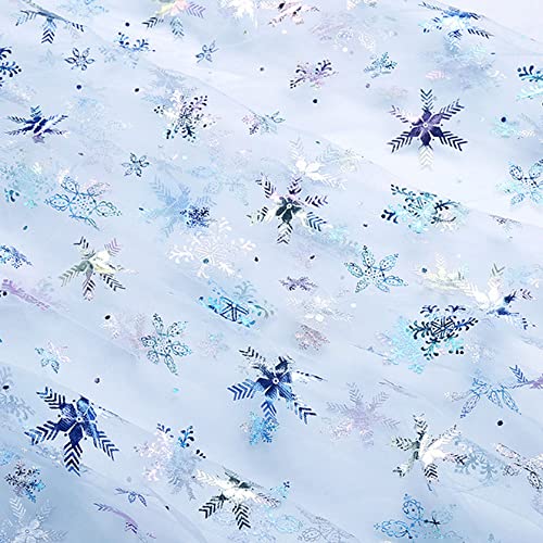 SYSUII 3m * 160cm Chiffon Stoff mit Schneeflocken Dekostoff Kostümstoff zum Nähen glitzernder Durchsichtig Stoff Tüll Pailletten-Stoff für DIY handgemachte Kleidung Hochzeit Kleid Dekoration-hellblau SYSUII 3m * 160cm Chiffon Stoff mit Schneeflocken Dekostoff Kostümstoff zum Nähen glitzernder Durchsichtig Stoff Tüll Pailletten-Stoff für DIY handgemachte Kleidung Hochzeit Kleid Dekoration-hellblau von SYSUII