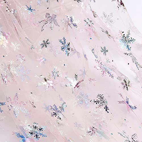 SYSUII 3m * 160cm Chiffon Mit Schneeflocken Dekostoff Kostümstoff Zum Nähen Glitzernder Durchsichtig Tüll Pailletten-Stoff für DIY Handgemachte Kleidung Hochzeit Kleid Dekoration-Rosa #3 SYSUII 3m * 160cm Chiffon Mit Schneeflocken Dekostoff Kostümstoff Zum Nähen Glitzernder Durchsichtig Tüll Pailletten-Stoff für DIY Handgemachte Kleidung Hochzeit Kleid Dekoration-Rosa #3 von SYSUII