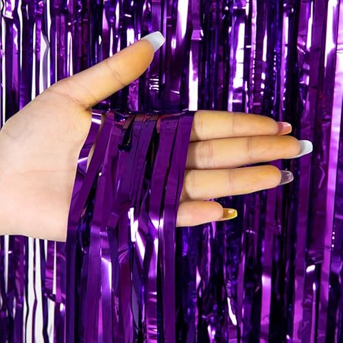 SYSUII 4 Stück Metallic Lametta Vorhänge Tinsel,1m x 1m Lametta Vorhang Hintergrund Selbstklebende Folien Fransen Lametta für Geburtstag Hochzeit Weihnachtsfeier Tür Fenster Dekoration -Lila SYSUII 4 Stück Metallic Lametta Vorhänge Tinsel,1m x 1m Lametta Vorhang Hintergrund Selbstklebende Folien Fransen Lametta für Geburtstag Hochzeit Weihnachtsfeier Tür Fenster Dekoration -Lila von SYSUII