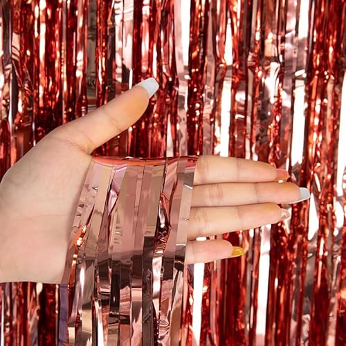 SYSUII 4 Stück Metallic Lametta Vorhänge Tinsel,1m x 1m Lametta Vorhang Hintergrund Selbstklebende Folien Fransen Lametta für Geburtstag Hochzeit Weihnachtsfeier Tür Fenster Dekoration -Rose Gold SYSUII 4 Stück Metallic Lametta Vorhänge Tinsel,1m x 1m Lametta Vorhang Hintergrund Selbstklebende Folien Fransen Lametta für Geburtstag Hochzeit Weihnachtsfeier Tür Fenster Dekoration -Rose Gold von SYSUII