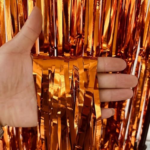 SYSUII 4 Stück Metallic Lametta Vorhänge Tinsel,1m x 3m Lametta Vorhang Hintergrund Selbstklebende Folien Fransen Lametta für Geburtstag Hochzeit Weihnachtsfeier Tür Fenster Dekoration -Orange SYSUII 4 Stück Metallic Lametta Vorhänge Tinsel,1m x 3m Lametta Vorhang Hintergrund Selbstklebende Folien Fransen Lametta für Geburtstag Hochzeit Weihnachtsfeier Tür Fenster Dekoration -Orange von SYSUII
