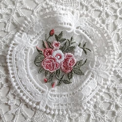 SYSUII 4 Stück Spitzendeckchen Spitze Untersetzer -Rund Vintage Spitze Tischsets Gestrickte Tischdecke Blumen Kleine Tischläufer Handarbeit Deckchen für Küche,Esszimmer Hochzeit Teeparty-Weiß SYSUII 4 Stück Spitzendeckchen Spitze Untersetzer -Rund Vintage Spitze Tischsets Gestrickte Tischdecke Blumen Kleine Tischläufer Handarbeit Deckchen für Küche,Esszimmer Hochzeit Teeparty-Weiß von SYSUII