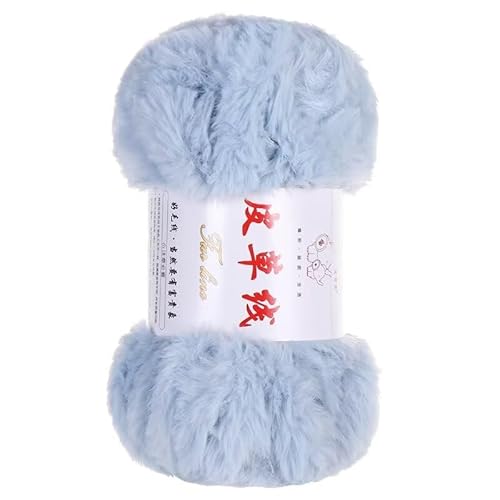 SYSUII 4 x 100 g Kunstpelz Garn - Plüschgarn Häkelgarn Wolle Wimperngarn Polyestergarn Handstrickgarne Flauschiges Kunstfellgarn Fellgarn Fellwolle zum Häkeln Pullover,Schal,Mütze -Blau von SYSUII