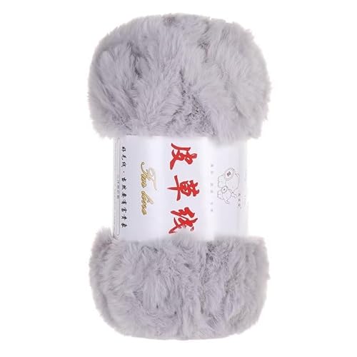 SYSUII 4 x 100 g Kunstpelz Garn - Plüschgarn Häkelgarn Wolle Wimperngarn Polyestergarn Handstrickgarne Flauschiges Kunstfellgarn Fellgarn Fellwolle zum Häkeln Pullover,Schal,Mütze -Grau von SYSUII