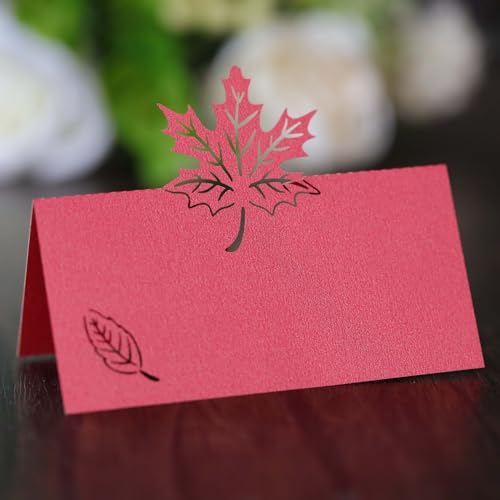 SYSUII 50 Stück Tischkarten Namenskarten -Platzkarten zum beschriften Perlglanzpapier Sitznummernkarten mit Ahornblatt für Hochzeit, Geburtstag, Konfirmation, Kommunion, Taufe Feier -Rot SYSUII 50 Stück Tischkarten Namenskarten -Platzkarten zum beschriften Perlglanzpapier Sitznummernkarten mit Ahornblatt für Hochzeit, Geburtstag, Konfirmation, Kommunion, Taufe Feier -Rot von SYSUII