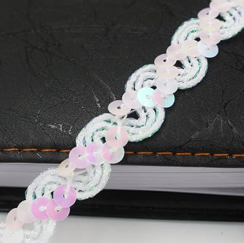 SYSUII 50 Yard * 15mm Pailletten Band Glitzer Borte aus Dekoband Zierband Geschenkband Pailettenbänder Paillettenborte Band Paillettenrolle für Nähen,Schmuck Machen,Basteln,Kleid Dekorieren -Weiß SYSUII 50 Yard * 15mm Pailletten Band Glitzer Borte aus Dekoband Zierband Geschenkband Pailettenbänder Paillettenborte Band Paillettenrolle für Nähen,Schmuck Machen,Basteln,Kleid Dekorieren -Weiß von SYSUII