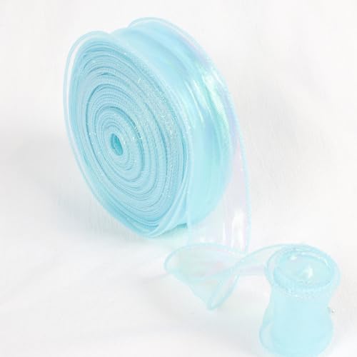 SYSUII 50 Yard Geschenkband 4cm Breit Schleifenband - 1 Rollen Schimmer Sheer Seidenband Schleifenband Organza Bänder für Hochzeit Dekoration, Geschenk Verpacken, Haarschleifen Basteln -Blau SYSUII 50 Yard Geschenkband 4cm Breit Schleifenband - 1 Rollen Schimmer Sheer Seidenband Schleifenband Organza Bänder für Hochzeit Dekoration, Geschenk Verpacken, Haarschleifen Basteln -Blau von SYSUII