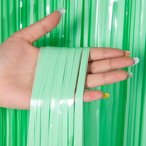 SYSUII 6 Stück Grün Metallische Lametta Vorhänge Hintergrund,1m x 1m Party Vorhange Geburtstag Foto Hintergrund Folien Fransen Luftschlangen Deko Foto Requisiten Vorhängen Dekoration für Weihnachten von SYSUII