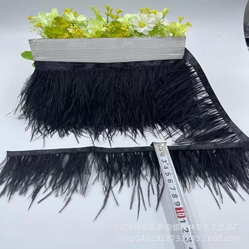 SYSUII 8-10CM Breit Straußenfedern Borte Fransen mit Satinband, 2M straußenfedern Stoffstreifen Federn Fringe Trim Feder fransen Band für DIY Nähen Handwerk Weihnachten Kostüme DIY Dekoration-Schwarz SYSUII 8-10CM Breit Straußenfedern Borte Fransen mit Satinband, 2M straußenfedern Stoffstreifen Federn Fringe Trim Feder fransen Band für DIY Nähen Handwerk Weihnachten Kostüme DIY Dekoration-Schwarz von SYSUII
