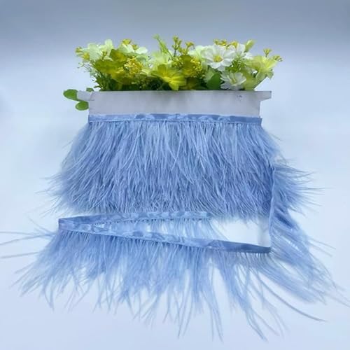 SYSUII 8-10CM Breit Straußenfedern Borte Fransen mit Satinband, 2M straußenfedern Stoffstreifen Federn Fringe Trim Feder fransen Band für DIY Nähen Handwerk Weihnachten Kostüme DIY Dekoration-Blau #1 SYSUII 8-10CM Breit Straußenfedern Borte Fransen mit Satinband, 2M straußenfedern Stoffstreifen Federn Fringe Trim Feder fransen Band für DIY Nähen Handwerk Weihnachten Kostüme DIY Dekoration-Blau #1 von SYSUII
