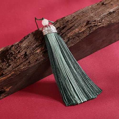SYSUII Handgemachte Quasten Anhänger -10 Stück Seidige Quaste Schlüsselanhänger Lesezeichen Quaste Anhänger Mini Quasten mit Schlaufen für Schmuck Machen, DIY-Projekte, Lesezeichen -dunkelgrün SYSUII Handgemachte Quasten Anhänger -10 Stück Seidige Quaste Schlüsselanhänger Lesezeichen Quaste Anhänger Mini Quasten mit Schlaufen für Schmuck Machen, DIY-Projekte, Lesezeichen -dunkelgrün von SYSUII