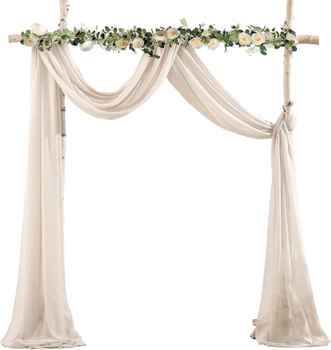 SYSUII Hochzeitsbogen Vorhang 2 Stück 75 * 300cm Hochzeit Vorhang Chiffon Stoff Hintergrund Gardinen Dekoration Tüll Fotovorhang Querbehang Deko für Babyparty Party Torbogen Zeremonie -Khaki SYSUII Hochzeitsbogen Vorhang 2 Stück 75 * 300cm Hochzeit Vorhang Chiffon Stoff Hintergrund Gardinen Dekoration Tüll Fotovorhang Querbehang Deko für Babyparty Party Torbogen Zeremonie -Khaki von SYSUII