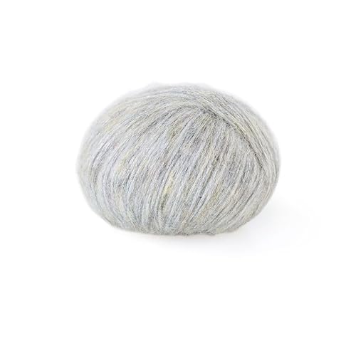 SYSUII Mohair 50g Mohairwolle Handstrickgarn zum Stricken & Häkeln Handstrickgarn Häkelgarn Strickgarn Weicher Wolle zum Häkeln Wollgarn für DIY Basteln Hüte Schal Pullover Decke Kissen -Silber von SYSUII