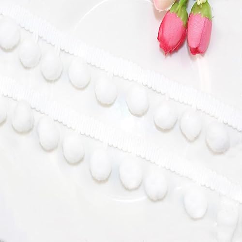 SYSUII Pomponborte zum Nähen 10m Dekoband Mit Bommeln Bälle Fransenborte Zierband Dekoborte Nähzubehör Pom Poms Quaste Bommelborte für DIY Handwerk Dekorieren Für Kleid Schal Hut Vorhang-Weiße SYSUII Pomponborte zum Nähen 10m Dekoband Mit Bommeln Bälle Fransenborte Zierband Dekoborte Nähzubehör Pom Poms Quaste Bommelborte für DIY Handwerk Dekorieren Für Kleid Schal Hut Vorhang-Weiße von SYSUII