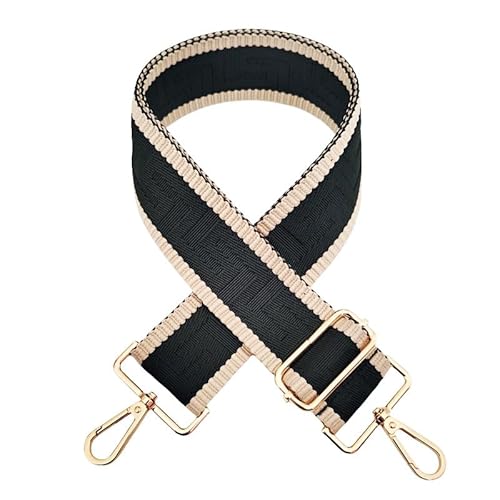 SYSUII Schultergurt für Taschen Breit 5cm, Damen Taschengurte zum Wechseln Bunt 72-130CM Verstellbarer Ersatzgürtel Schulterriemen mit Karabiner für Crossbody Canvas Tasche Handtasche-Schwarz Beige SYSUII Schultergurt für Taschen Breit 5cm, Damen Taschengurte zum Wechseln Bunt 72-130CM Verstellbarer Ersatzgürtel Schulterriemen mit Karabiner für Crossbody Canvas Tasche Handtasche-Schwarz Beige von SYSUII