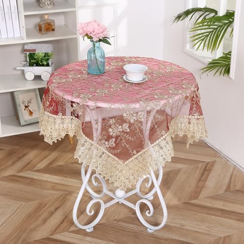SYSUII Spitzentischdecke Tischdeko - Spitze Tischdecke Boho Dekor Spitzenauflage Vintage Blumenmuster Bestickte Spitzeauflage Tischtuch Für Hochzeit Party Urlaub Haus Dekoration -Rot,60x60cm SYSUII Spitzentischdecke Tischdeko - Spitze Tischdecke Boho Dekor Spitzenauflage Vintage Blumenmuster Bestickte Spitzeauflage Tischtuch Für Hochzeit Party Urlaub Haus Dekoration -Rot,60x60cm von SYSUII