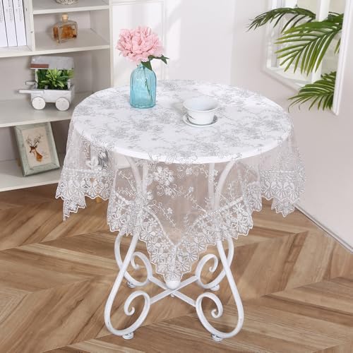 SYSUII Spitzentischdecke Tischdeko - Spitze Tischdecke Boho Dekor Spitzenauflage Vintage Blumenmuster Bestickte Spitzeauflage Tischtuch Für Hochzeit Party Urlaub Haus Dekoration -Weiße,80x80cm SYSUII Spitzentischdecke Tischdeko - Spitze Tischdecke Boho Dekor Spitzenauflage Vintage Blumenmuster Bestickte Spitzeauflage Tischtuch Für Hochzeit Party Urlaub Haus Dekoration -Weiße,80x80cm von SYSUII