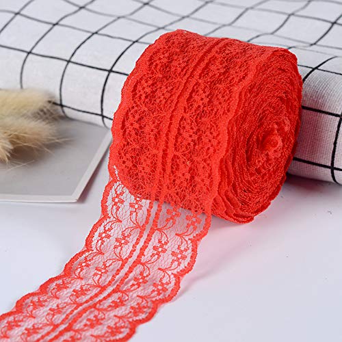 SYSUII Vintage Spitzenband 4.5cm * 10m Baumwolle spitzenband Dekoband Zierband Geschenkband Spitzenborte Spitzenstoff Häkel-Borte für Nähen Handwerk Hochzeit Deko Scrapbooking Geschenkbox -Rot SYSUII Vintage Spitzenband 4.5cm * 10m Baumwolle spitzenband Dekoband Zierband Geschenkband Spitzenborte Spitzenstoff Häkel-Borte für Nähen Handwerk Hochzeit Deko Scrapbooking Geschenkbox -Rot von SYSUII