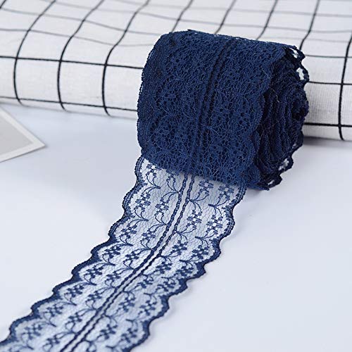 SYSUII Vintage Spitzenband 4.5cm * 20m Baumwolle spitzenband Dekoband Zierband Geschenkband Spitzenborte Spitzenstoff Häkel-Borte für Nähen Handwerk Hochzeit Deko Scrapbooking Geschenkbox -Navy blau SYSUII Vintage Spitzenband 4.5cm * 20m Baumwolle spitzenband Dekoband Zierband Geschenkband Spitzenborte Spitzenstoff Häkel-Borte für Nähen Handwerk Hochzeit Deko Scrapbooking Geschenkbox -Navy blau von SYSUII