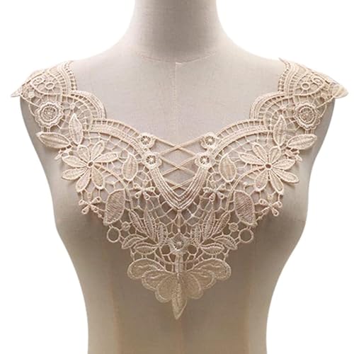 Spitze Kragen Applikation,3D Stickerei Spitze Applikation Blumen Spitze Patch Spitzemotiv Applique Patches Einsatzkragen Lace Trim für Kleid DIY Ausschnitt Brautkleid Kleidung,Beige Spitze Kragen Applikation,3D Stickerei Spitze Applikation Blumen Spitze Patch Spitzemotiv Applique Patches Einsatzkragen Lace Trim für Kleid DIY Ausschnitt Brautkleid Kleidung,Beige von SYSUII