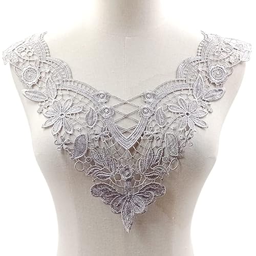 Spitze Kragen Applikation,3D Stickerei Spitze Applikation Blumen Spitze Patch Spitzemotiv Applique Patches Einsatzkragen Lace Trim für Kleid DIY Ausschnitt Brautkleid Kleidung,Grau Spitze Kragen Applikation,3D Stickerei Spitze Applikation Blumen Spitze Patch Spitzemotiv Applique Patches Einsatzkragen Lace Trim für Kleid DIY Ausschnitt Brautkleid Kleidung,Grau von SYSUII