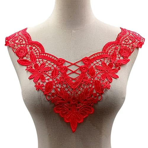 Spitze Kragen Applikation,3D Stickerei Spitze Applikation Blumen Spitze Patch Spitzemotiv Applique Patches Einsatzkragen Lace Trim für Kleid DIY Ausschnitt Brautkleid Kleidung,Rot Spitze Kragen Applikation,3D Stickerei Spitze Applikation Blumen Spitze Patch Spitzemotiv Applique Patches Einsatzkragen Lace Trim für Kleid DIY Ausschnitt Brautkleid Kleidung,Rot von SYSUII