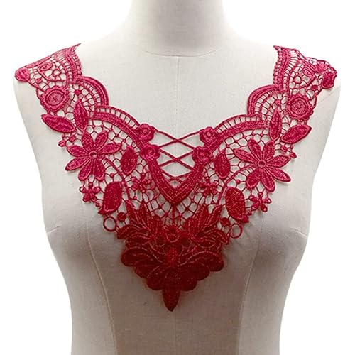 Spitze Kragen Applikation,3D Stickerei Spitze Applikation Blumen Spitze Patch Spitzemotiv Applique Patches Einsatzkragen Lace Trim für Kleid DIY Ausschnitt Brautkleid Kleidung,Weinrot Spitze Kragen Applikation,3D Stickerei Spitze Applikation Blumen Spitze Patch Spitzemotiv Applique Patches Einsatzkragen Lace Trim für Kleid DIY Ausschnitt Brautkleid Kleidung,Weinrot von SYSUII