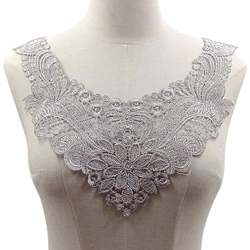 Spitzenkragen Einsatzkragen Kragen,Spitze Applikation Blumen Stickerei Spitzenbesatz Häkelspitze Patch Kragen Verzieren Spitze Applique Patch Lace Trim für Kleid DIY Handarbeit,Grau Spitzenkragen Einsatzkragen Kragen,Spitze Applikation Blumen Stickerei Spitzenbesatz Häkelspitze Patch Kragen Verzieren Spitze Applique Patch Lace Trim für Kleid DIY Handarbeit,Grau von SYSUII