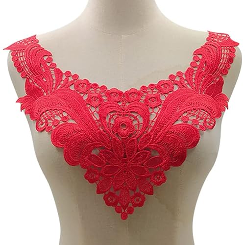 Spitzenkragen Einsatzkragen Kragen,Spitze Applikation Blumen Stickerei Spitzenbesatz Häkelspitze Patch Kragen Verzieren Spitze Applique Patch Lace Trim für Kleid DIY Handarbeit,Rot Spitzenkragen Einsatzkragen Kragen,Spitze Applikation Blumen Stickerei Spitzenbesatz Häkelspitze Patch Kragen Verzieren Spitze Applique Patch Lace Trim für Kleid DIY Handarbeit,Rot von SYSUII