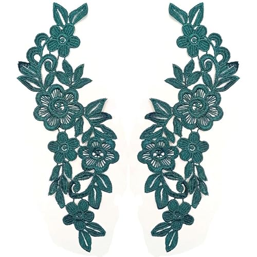 Spitzenstickerei, Blumen Rose Applikationen Patch zum Nähen Oder Aufbügeln Aushöhlen DIY Spitze Kleidung Applique Für Hochzeitskleider Dekoration Reparatur Kleidung Rucksäcke Jeans Mützen-dunkelgrün von SYSUII