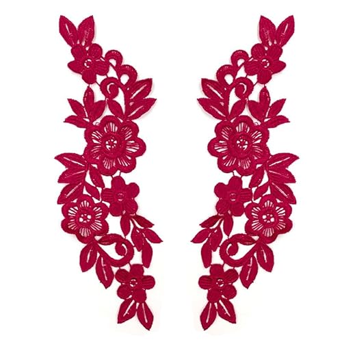 Spitzenstickerei, Blumen Rose Applikationen Patch zum Nähen Oder Aufbügeln Aushöhlen DIY Spitze Kleidung Applique Für Hochzeitskleider Dekoration Reparatur Kleidung Rucksäcke Jeans Mützen-Weinrot von SYSUII