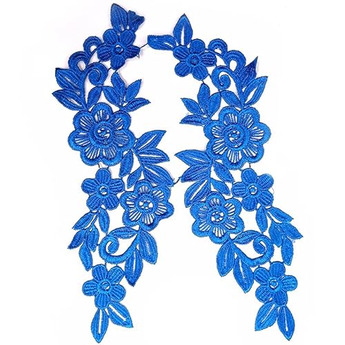 Spitzenstickerei, Blumen Rose Applikationen Patch zum Nähen Oder Aufbügeln Aushöhlen DIY Spitze Kleidung Applique Für Hochzeitskleider Dekoration Reparatur Kleidung Rucksäcke Jeans Mützen-Blau von SYSUII