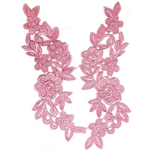 Spitzenstickerei, Blumen Rose Applikationen Patch zum Nähen Oder Aufbügeln Aushöhlen DIY Spitze Kleidung Applique Für Hochzeitskleider Dekoration Reparatur Kleidung Rucksäcke Jeans Mützen-Rosa von SYSUII