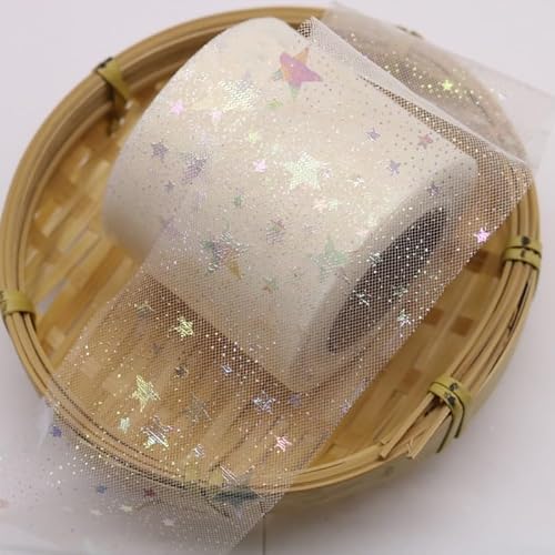Weihnachten Geschenkband,25m x 60mm Sterne Regenboge Deko Schimmer Sheer Schleifenband Stoff Band Zierband Hochzeit Geburtstag Weihnachten Geschenkverpackung Party Dekoration -Beige Weihnachten Geschenkband,25m x 60mm Sterne Regenboge Deko Schimmer Sheer Schleifenband Stoff Band Zierband Hochzeit Geburtstag Weihnachten Geschenkverpackung Party Dekoration -Beige von SYSUII