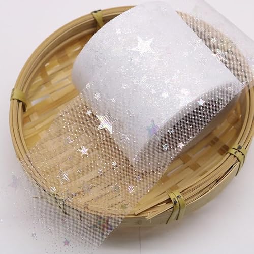 Weihnachten Geschenkband,25m x 60mm Sterne Regenboge Deko Schimmer Sheer Schleifenband Stoff Band Zierband Hochzeit Geburtstag Weihnachten Geschenkverpackung Party Dekoration -Weiss Weihnachten Geschenkband,25m x 60mm Sterne Regenboge Deko Schimmer Sheer Schleifenband Stoff Band Zierband Hochzeit Geburtstag Weihnachten Geschenkverpackung Party Dekoration -Weiss von SYSUII